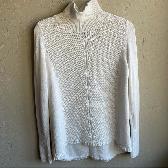 White House Black Market Ivory Textured Mock Neck Sweater Women’s Small - Picture 3 of 11